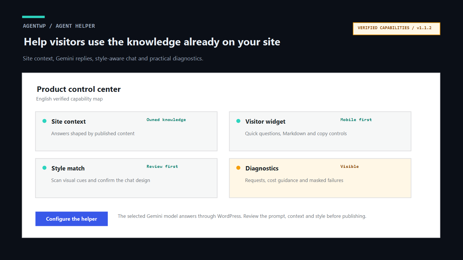 Agent Helper verified English capability map