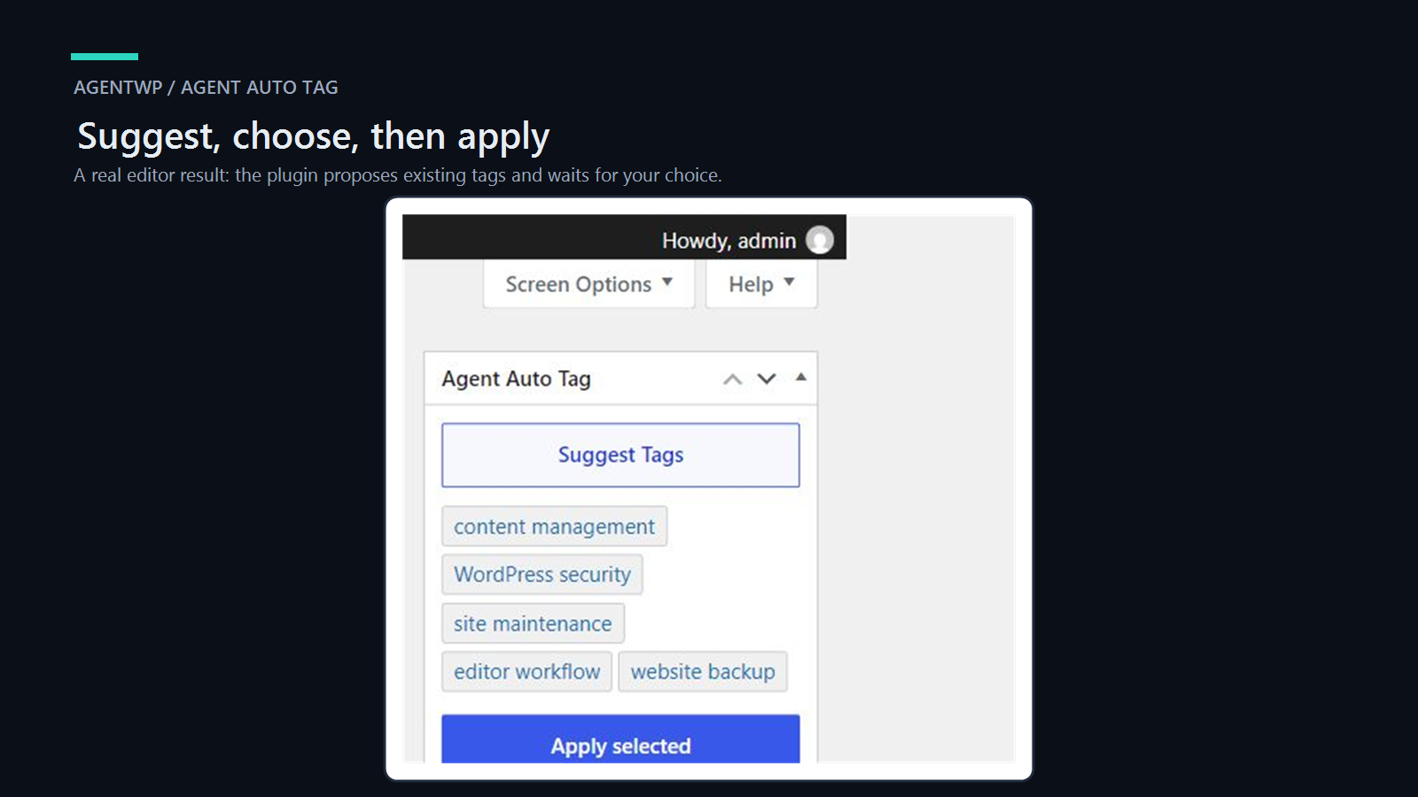 Agent Auto Tag suggestion and apply workflow in English
