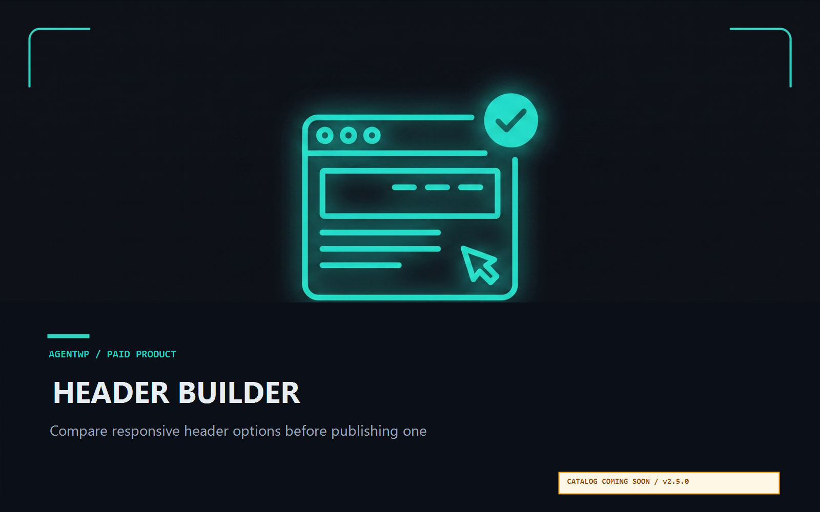 Header Builder compares responsive WordPress header variants generated from a prompt and reference image