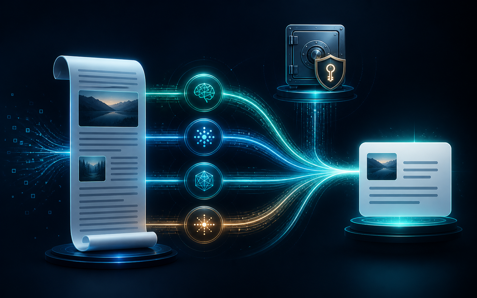 Agent Smart Excerpt Pro leitet einen Artikel über vier sichere KI-Pfade in eine ausgefeilte Auszugskarte